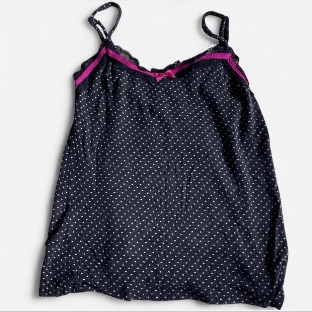 Marilyn Monroe Black Polka Dot Chemise with Pink Accent